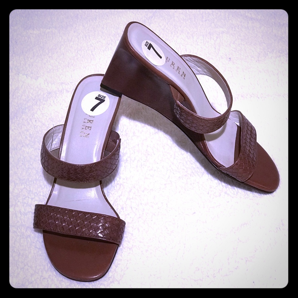 Lauren brown wedge sandals